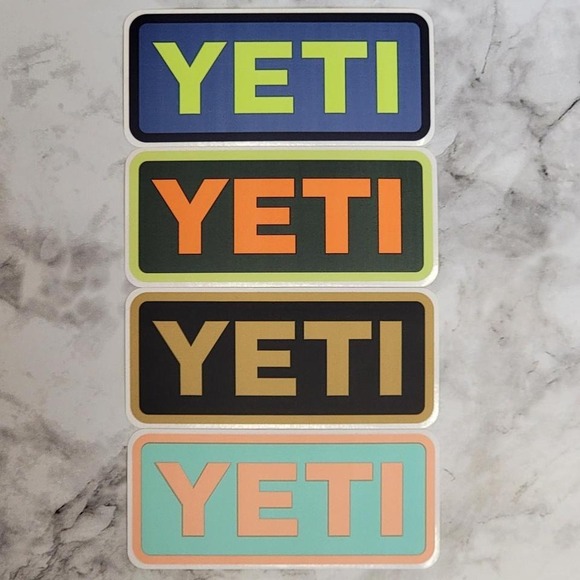 Yeti Stickers Set of 4 Pc 2x4 Decal Tumbler Cooler Authentic Lot Gift Decoration - Picture 1 of 2